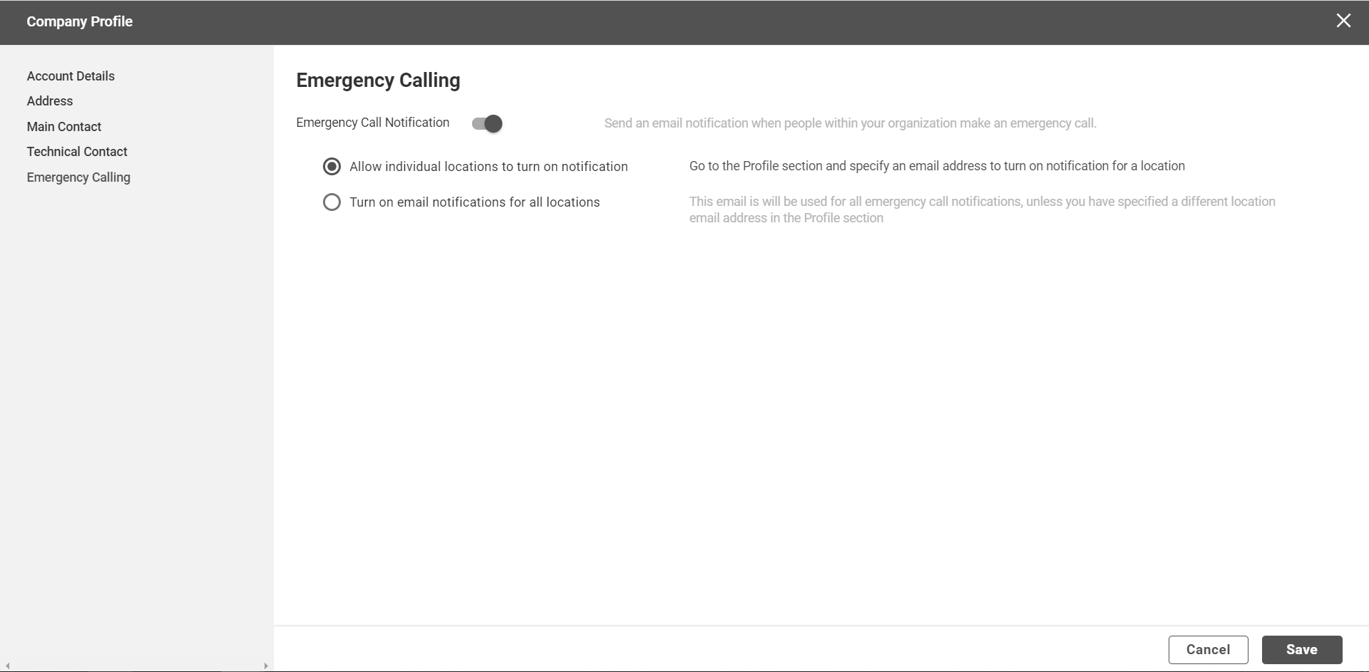 Calling Admin Portal Emergency Call Notification Verizon