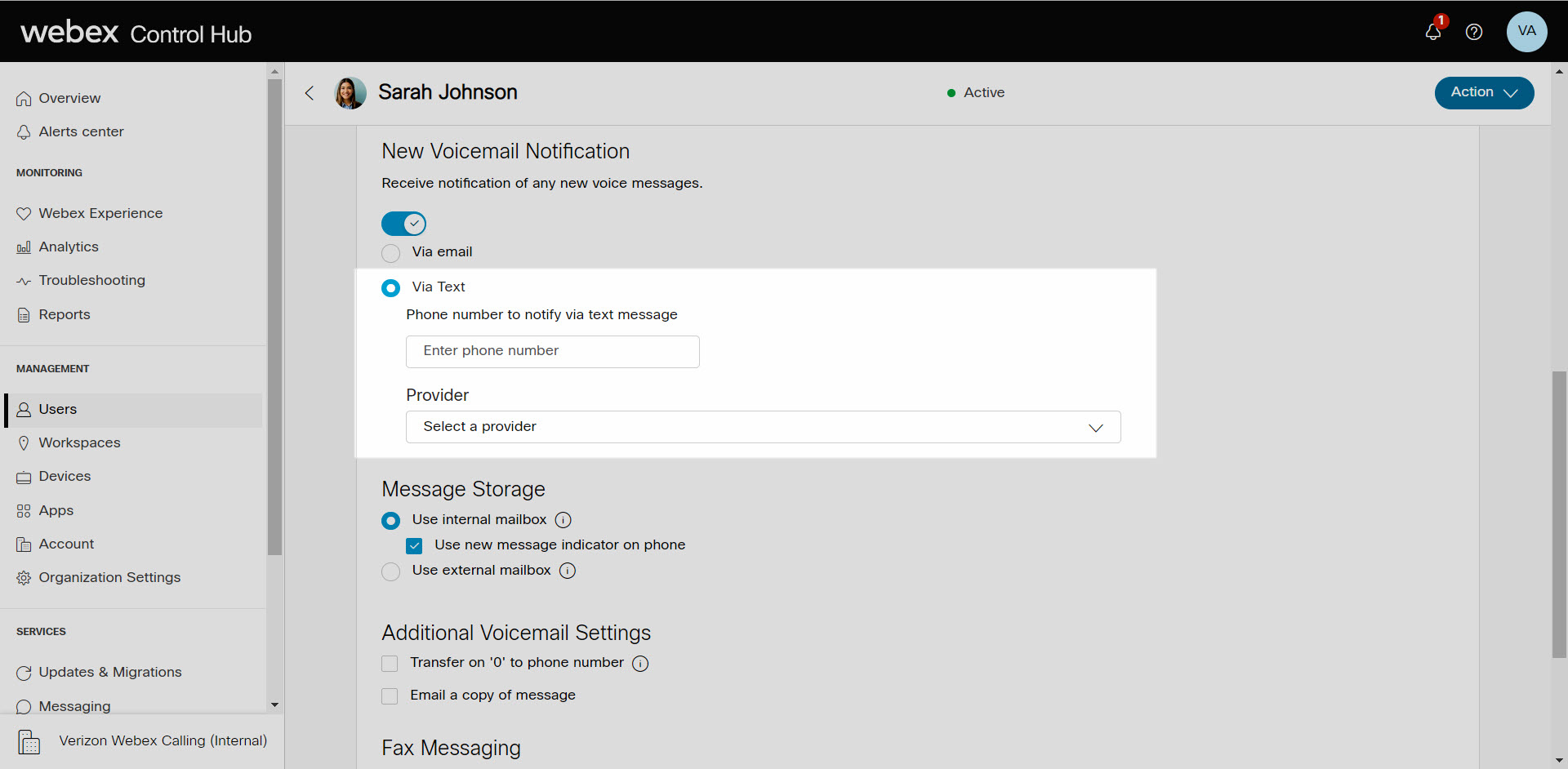 Control Hub Voicemail Verizon