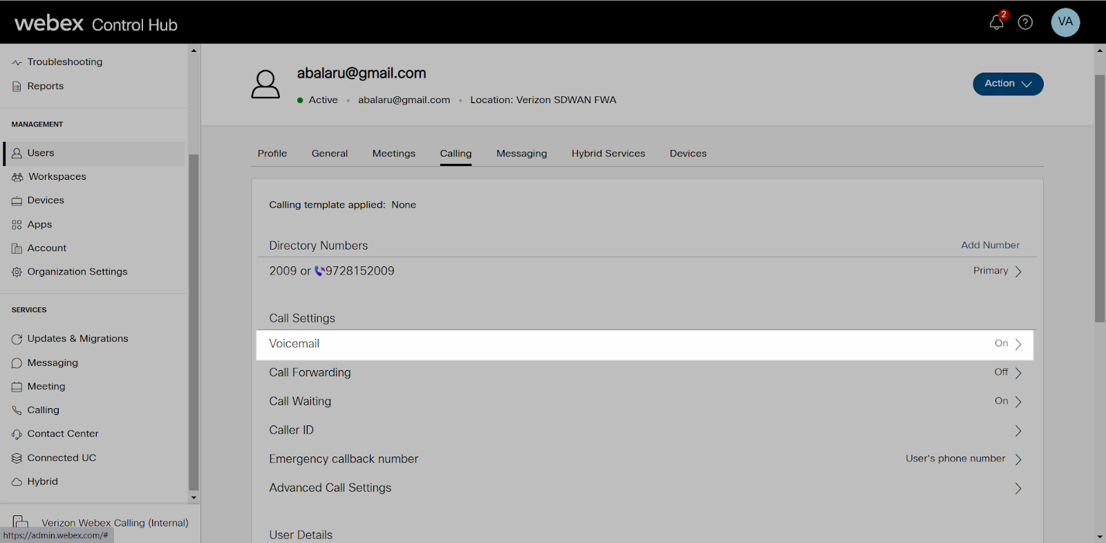 Control Hub Voicemail Transcription Verizon