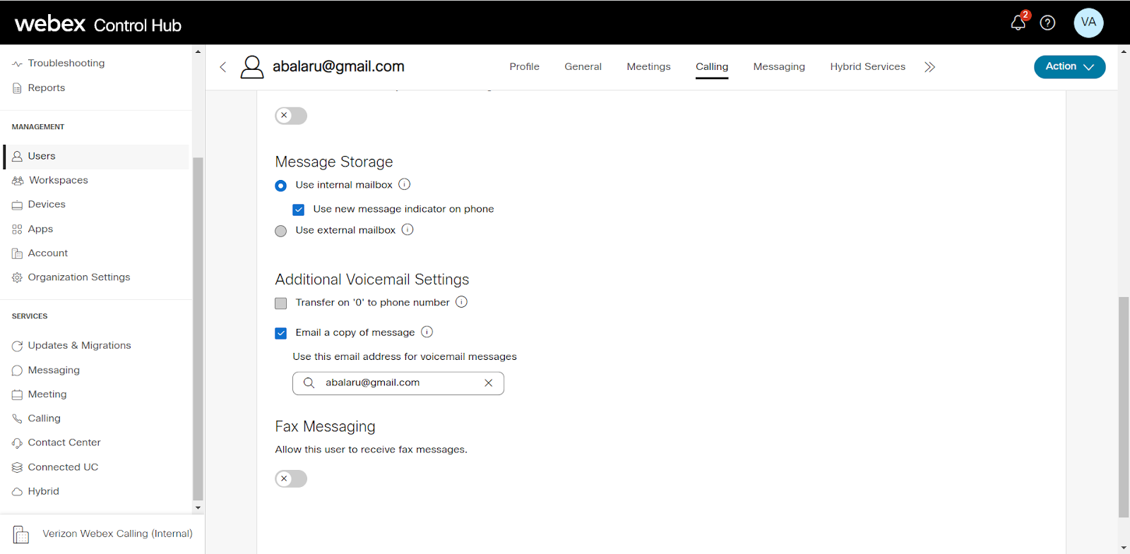 Control Hub Voicemail Transcription Verizon
